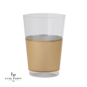 Gold Plastic Cups Round | 10- 12oz Cups